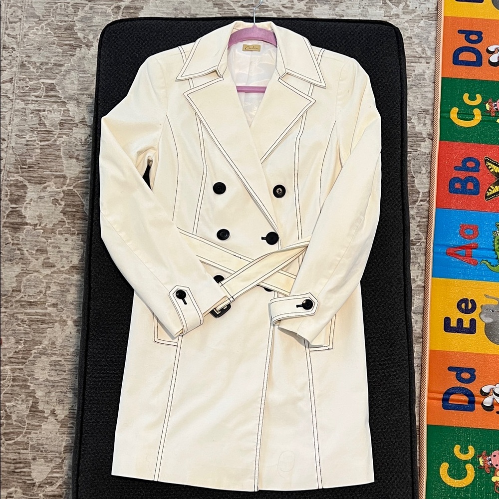 Caslon White Double-Breasted Trench Coat